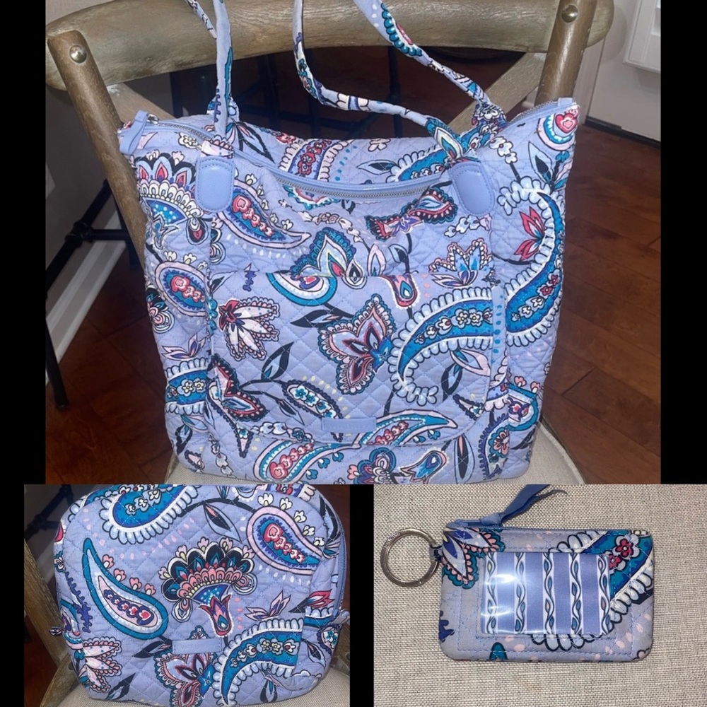 3 piece set • Iconic Tote, Large Cosmetic Case/ Lunchbox & ID wallet keychain